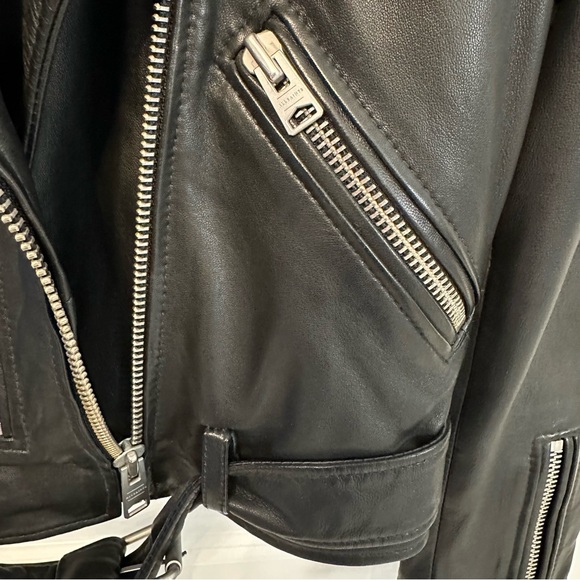 All Saints Collarless Balfern Biker Jacket Black - Picture 4 of 7